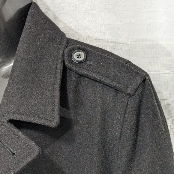 Men’s Guess Brandon Wool Blend Style Long Button Coat Sz Large Black - Picture 4 of 16